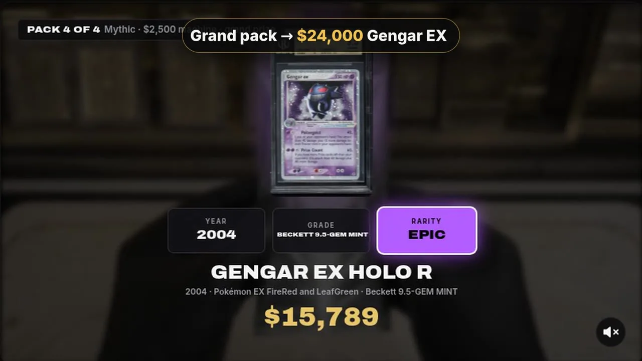 Grail Break: a $15,789 Gengar EX PSA graded card revealed as the grand prize of a live break